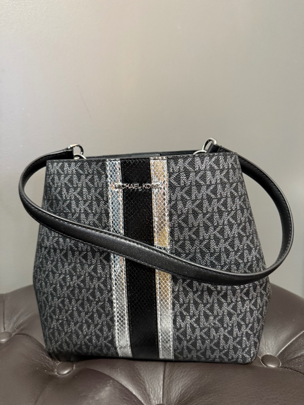 Small Michael Kors Purse - Black and Silver Holiday Collection